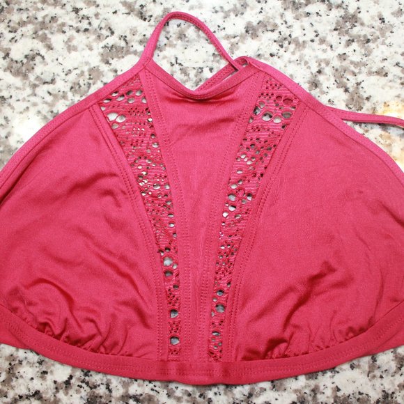 Maroon Halter Swim Top - Picture 1 of 4